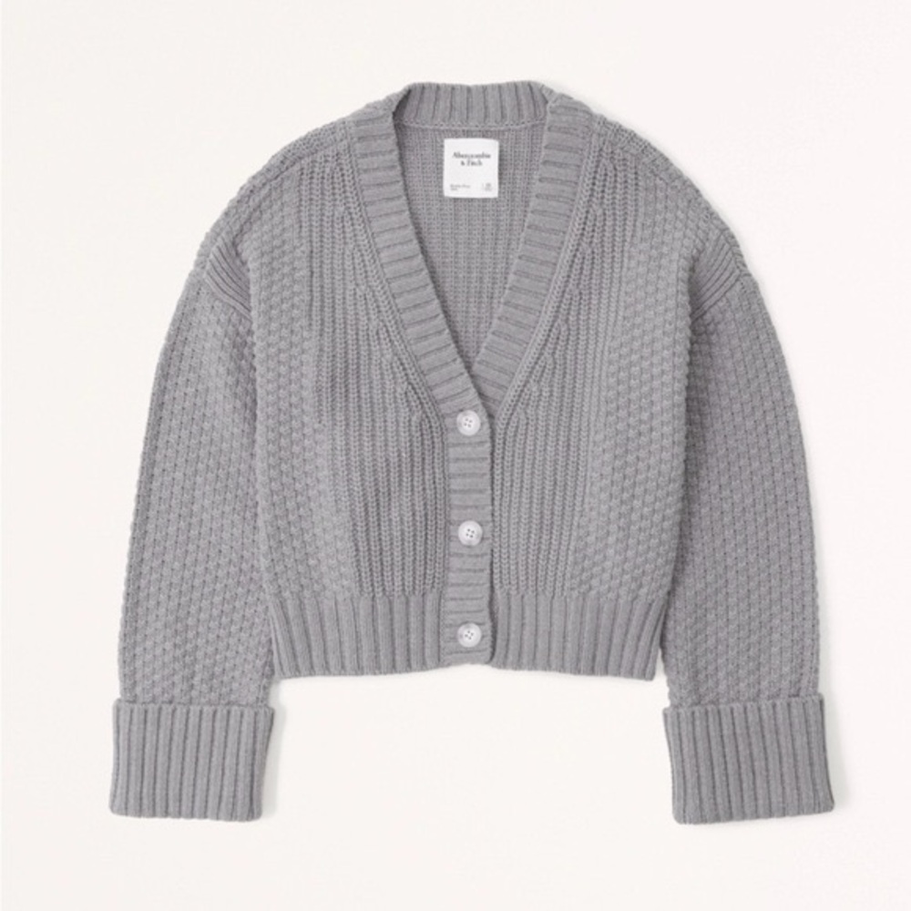 Abercrombie & Fitch Gray Chunky Knit Button-Front Cardigan